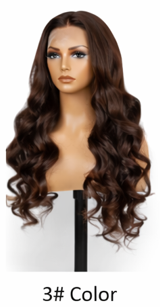 Brown Highlight 24' Transparent Luxurious Glueless HD Lace Frontal Body Wave Wig Closure Human Hair