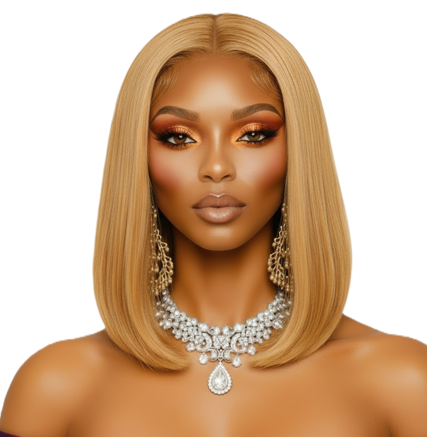 Honey Blonde Short Bob 18' Swiss Lace Front Brazilian Human Unprocessed Remy Hair