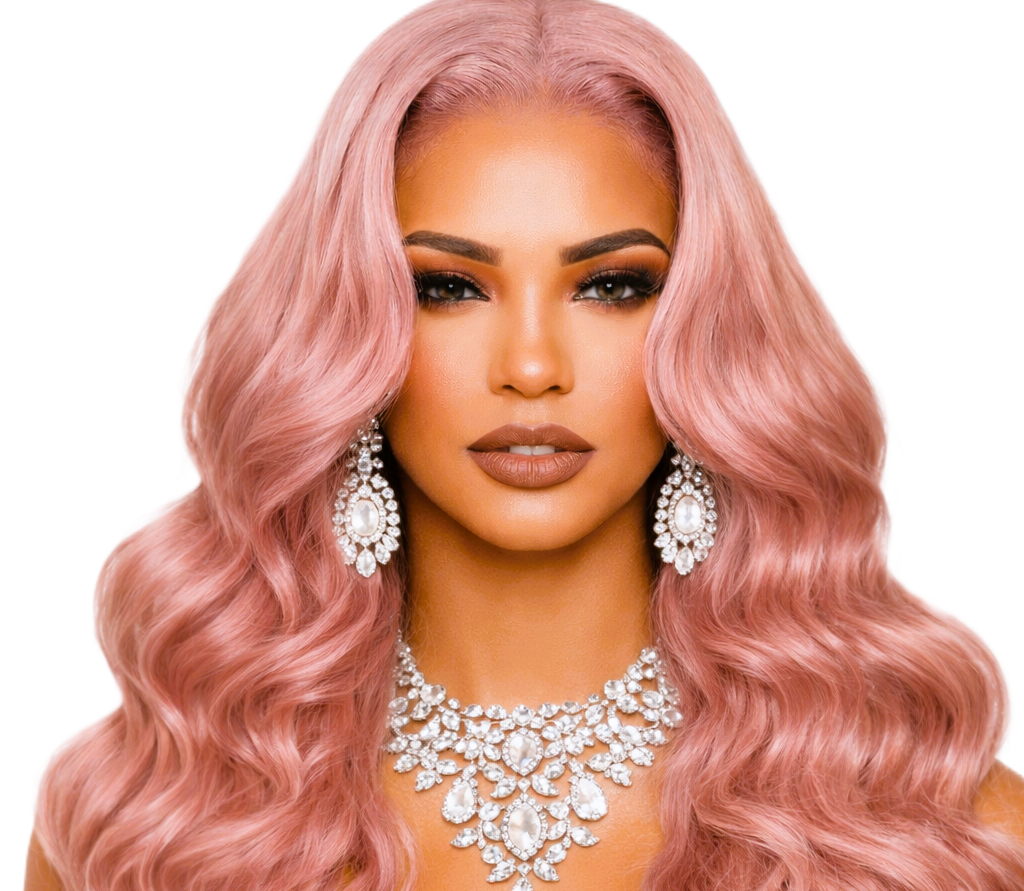 Princess Pink Brazilian Hair 24'  Glueless Body Wave Human Hair Pre-cut Lace Front Wigs
