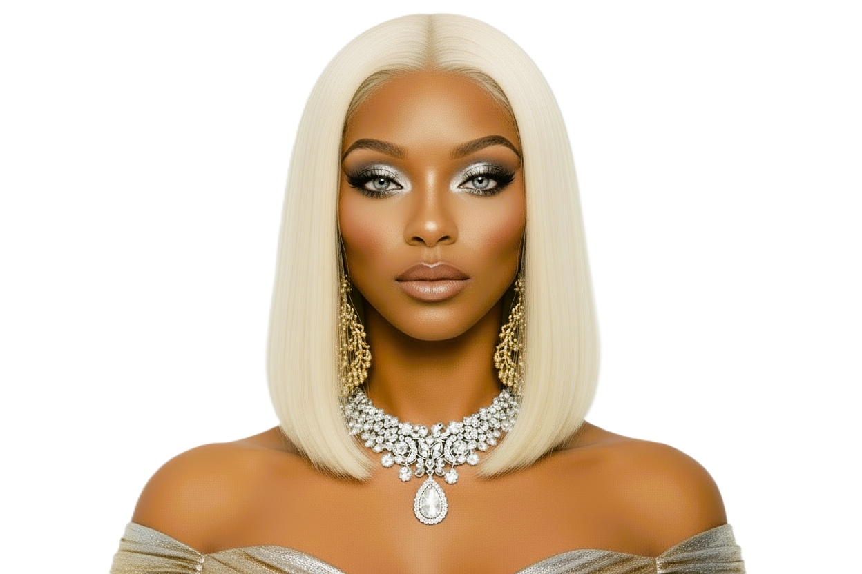 Platinum Blonde 613 Short Bob 18' Swiss Lace Front Brazilian Human Unprocessed Remy Hair