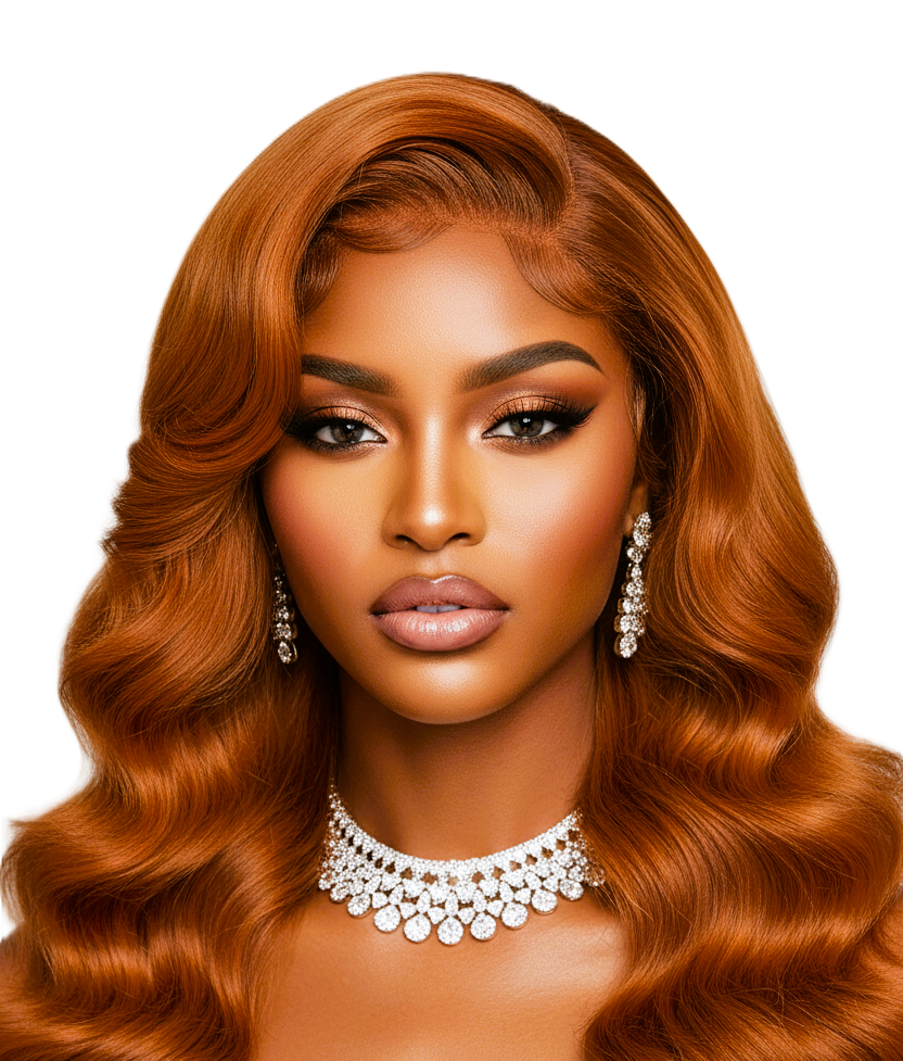 Copper Ginger Loose Body Wave Light 3D Cap C Part Glueless 24' Mini Knots Pre-plucked Brazilian Lace Wig